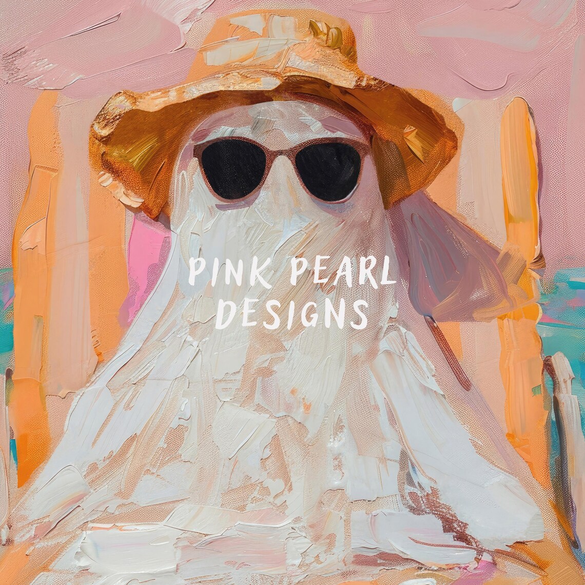 Cute Ghost With Sunglasses Halloween Poster, Coastal Preppy - Image 6