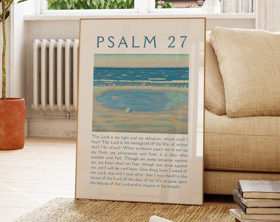 Psalm 27 My Light and Salvation Tranquil Coastal Seascape Poster