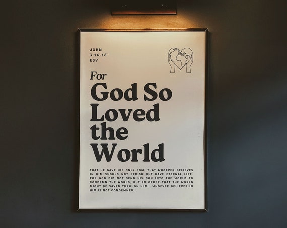 Bible Verse Wall Art John 316 Vintage Retro Scripture Poster For Christian Home Wall Decor For Apartment Housewarming Gift