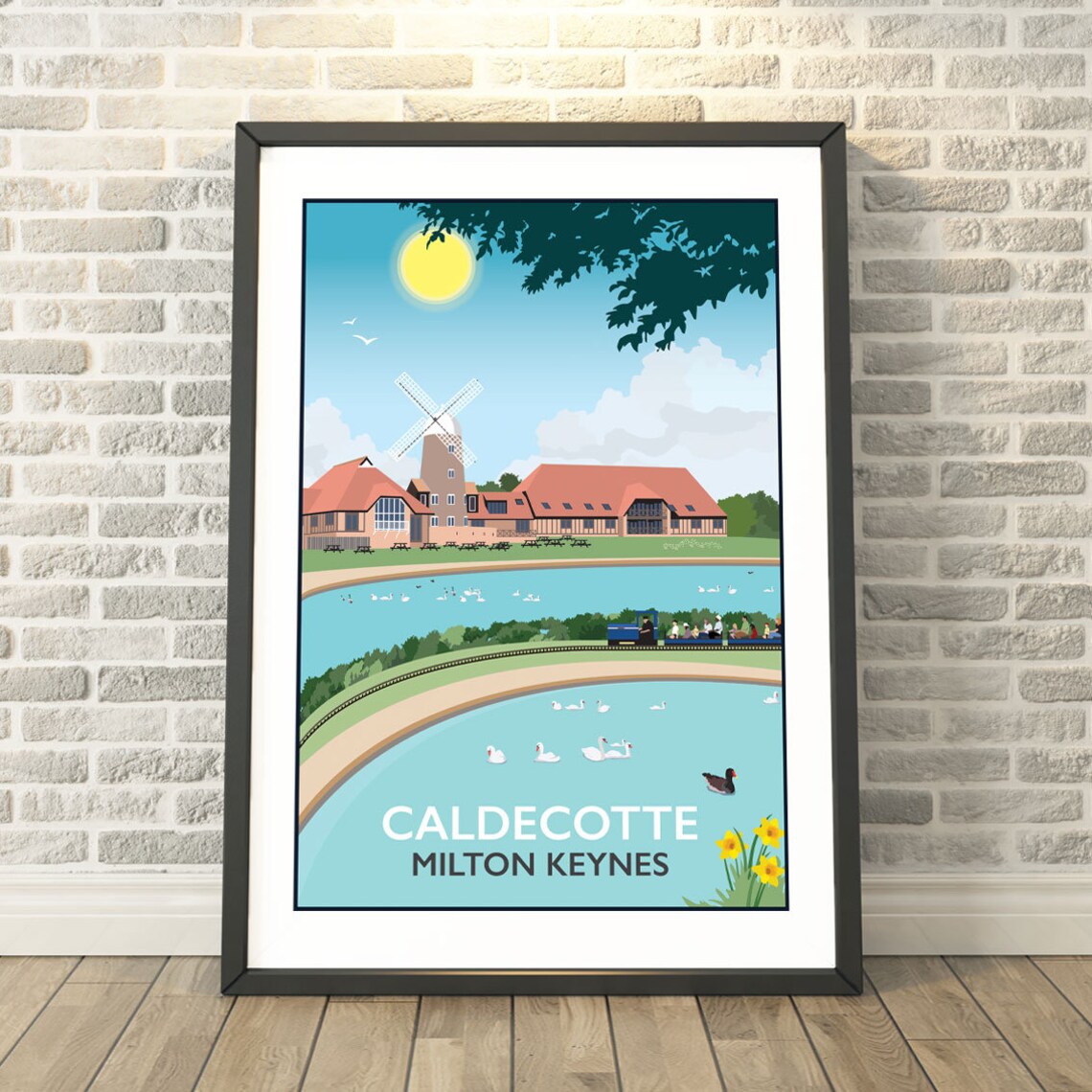 Caldecotte Lake Travel Poster, Milton Keynes England