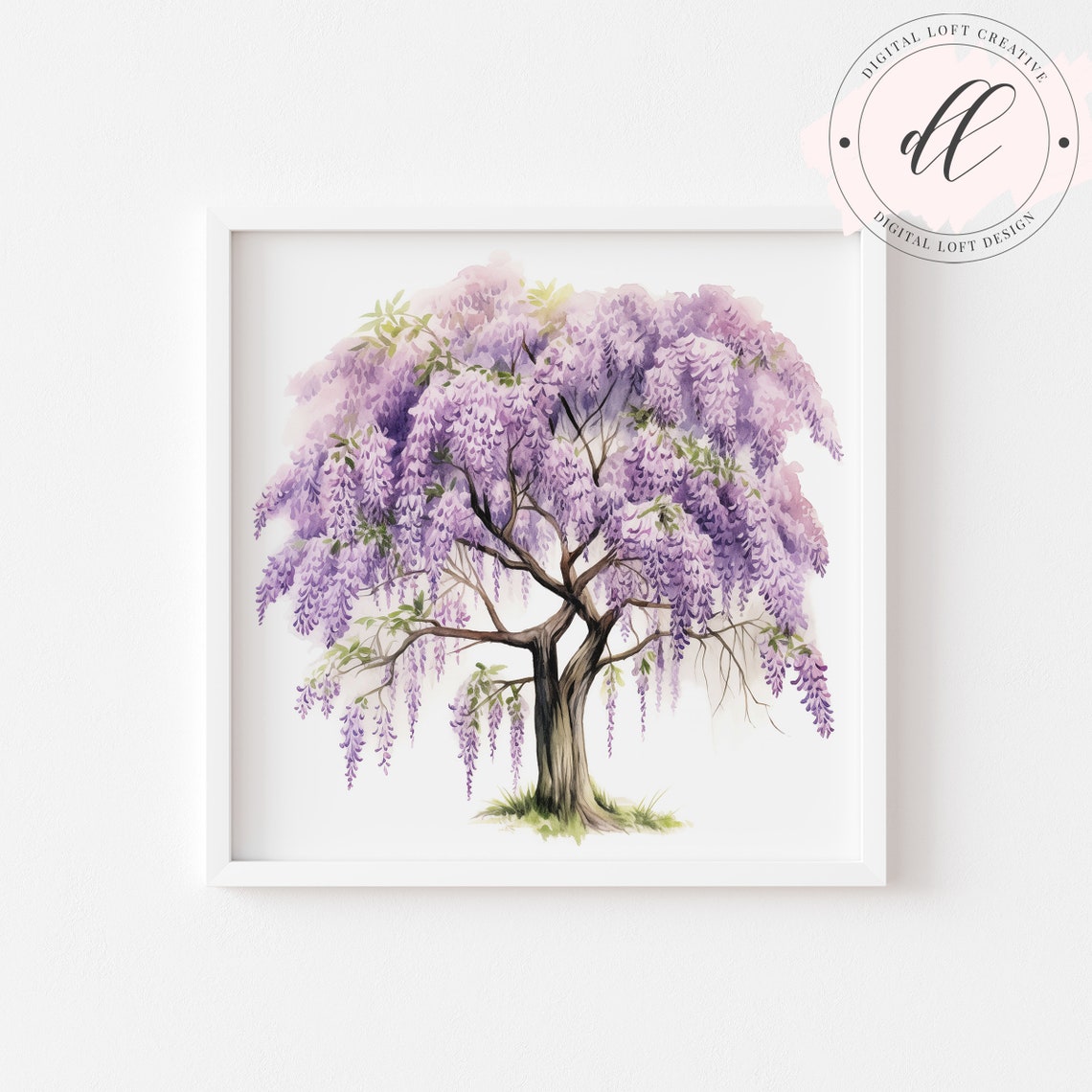 Purple Wisteria Tree in Bloom Watercolor Botanical Tree Poster - Image 2