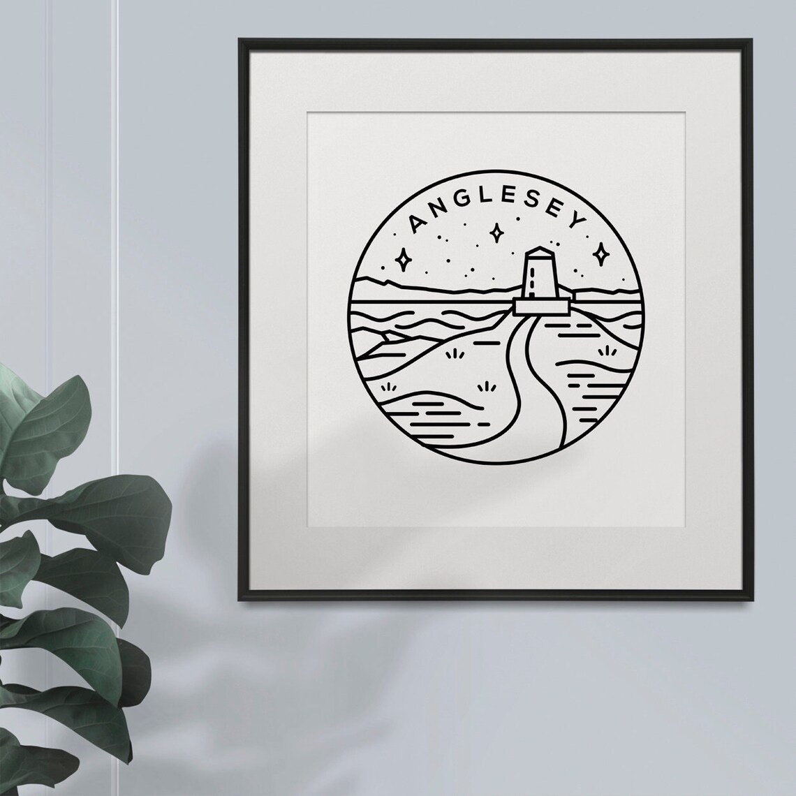 Anglesey North Wales Monoline Emblem Art Print - Image 2