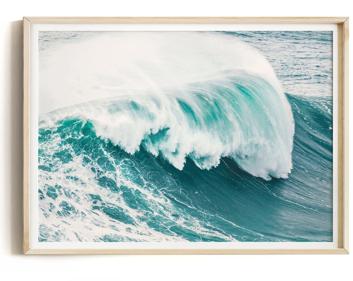 Curling Ocean Wave Turquoise Water Horizontal Photography Print - Image 3