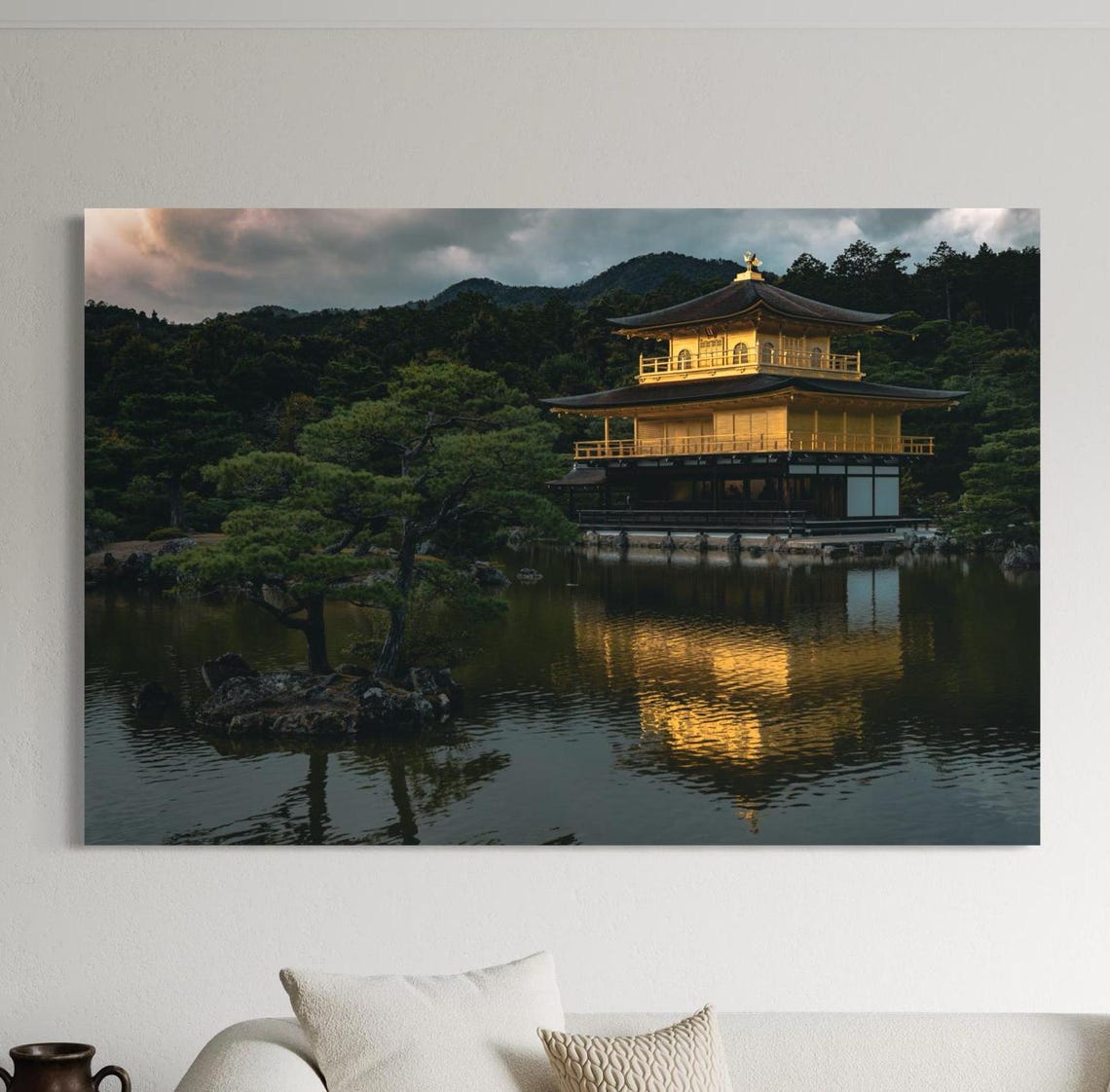 Kinkakuji Golden Pavilion At Dusk Reflected In Pond Kyoto Poster