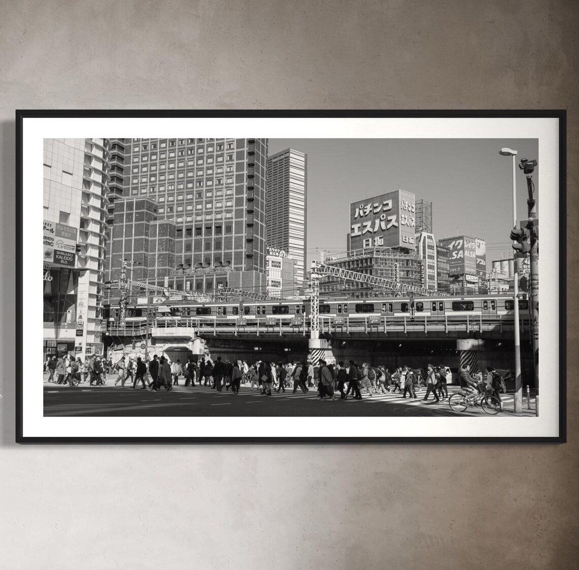 Tokyo Street Crossing Black and White Urban Japan Photography Poster