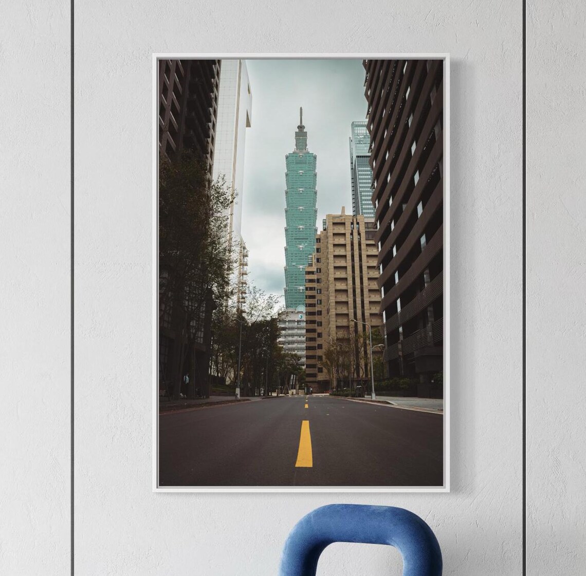 Taipei 101 Tower Street View Cloudy Day City Photography Travel Poster