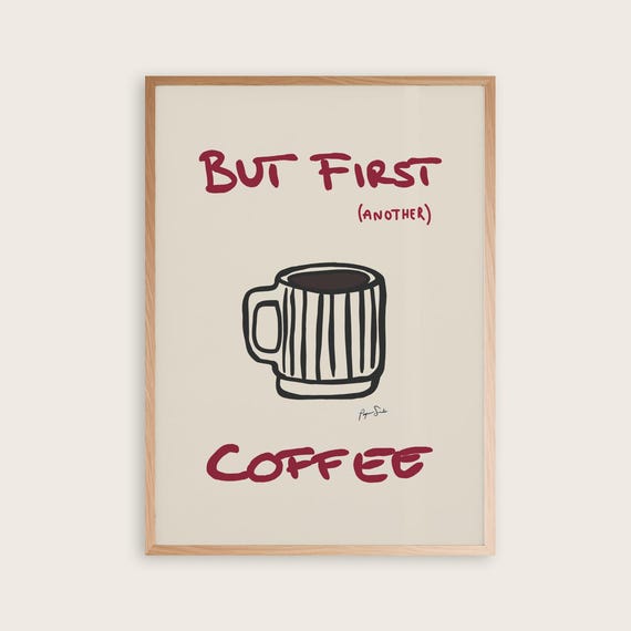 Coffee Poster I Caffe Quote Wall Art Food Trendy Retro Modern Kitchen