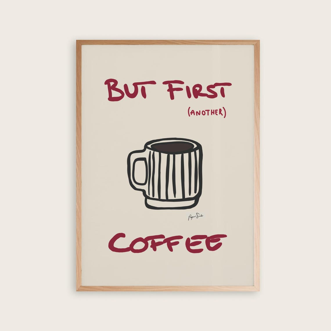 But First Another Coffee Mug Line Drawing Kitchen Humor Poster