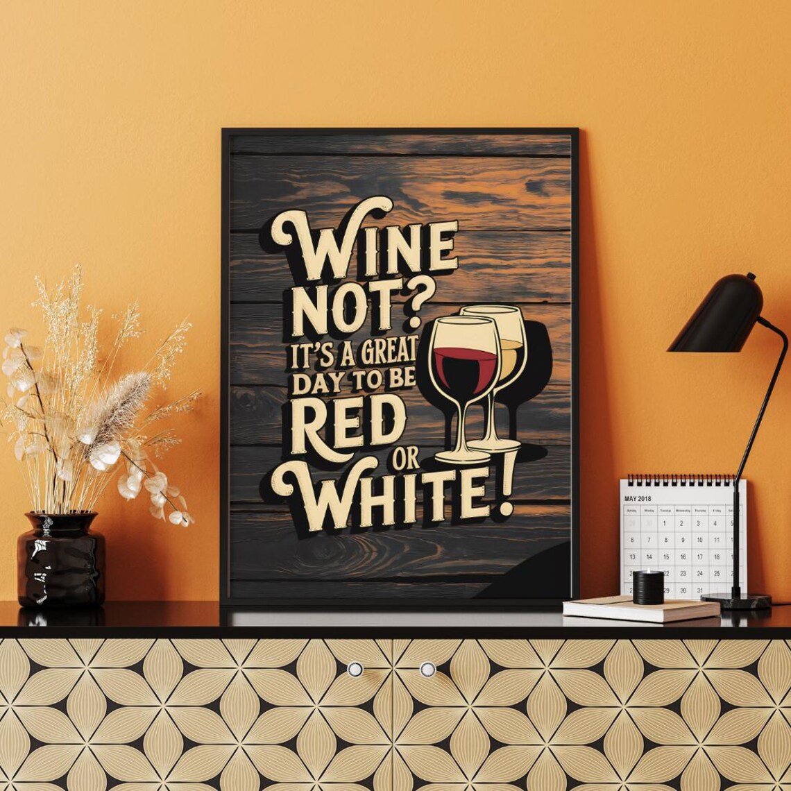 Wine Not Red or White Funny Quote Poster with Wine Glasses Art - Image 3