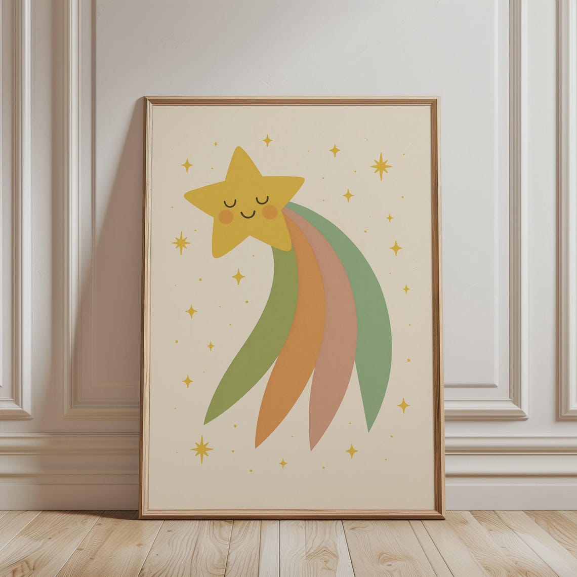 Cute Shooting Star Nursery Print Boho Celestial Kids Room Decor