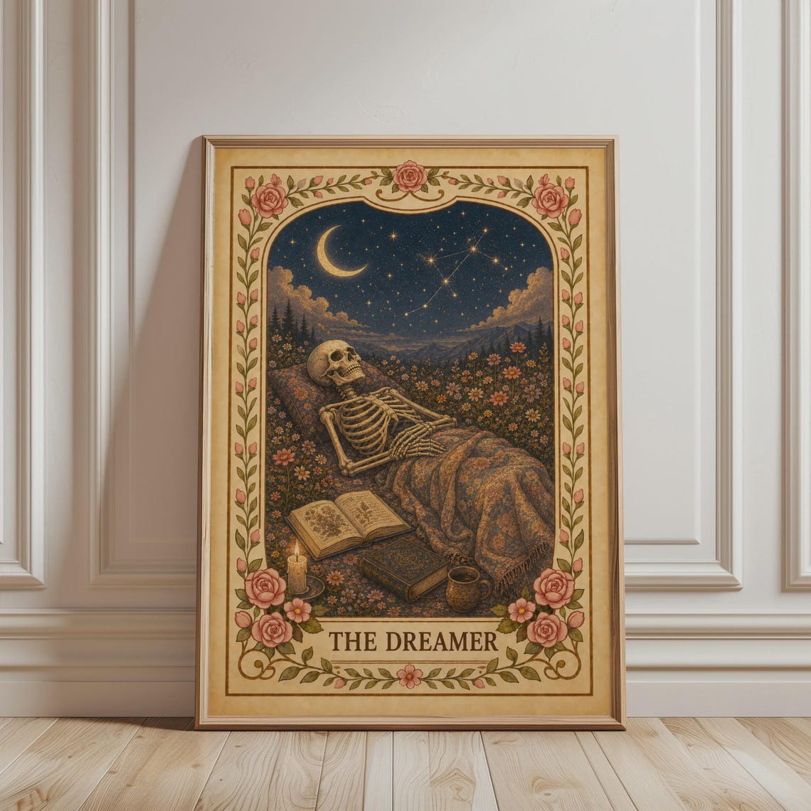 The Dreamer Tarot Card Skeleton Spiritual Celestial Wall Print