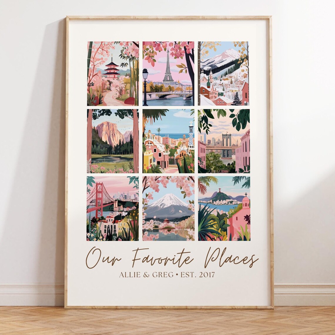 Our Favorite Places Custom Travel Poster for Couples