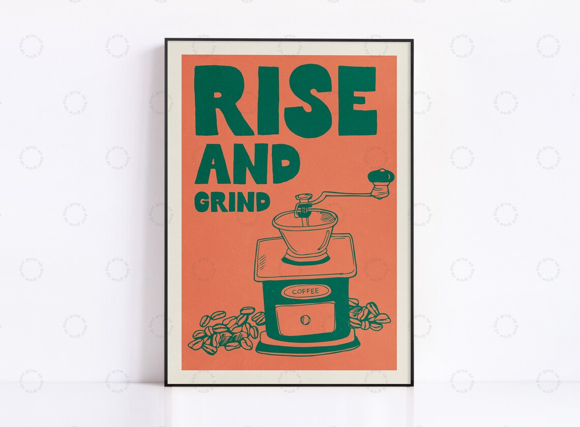 Coffee Grinder Vintage Drink Poster, Retro Kitchen Decor