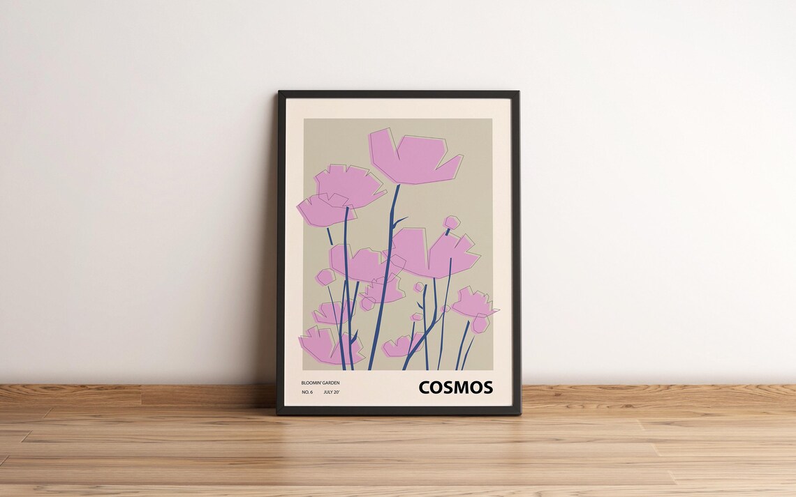 Cosmos Botanical Illustration, Abstract Wall Art Print - Image 3