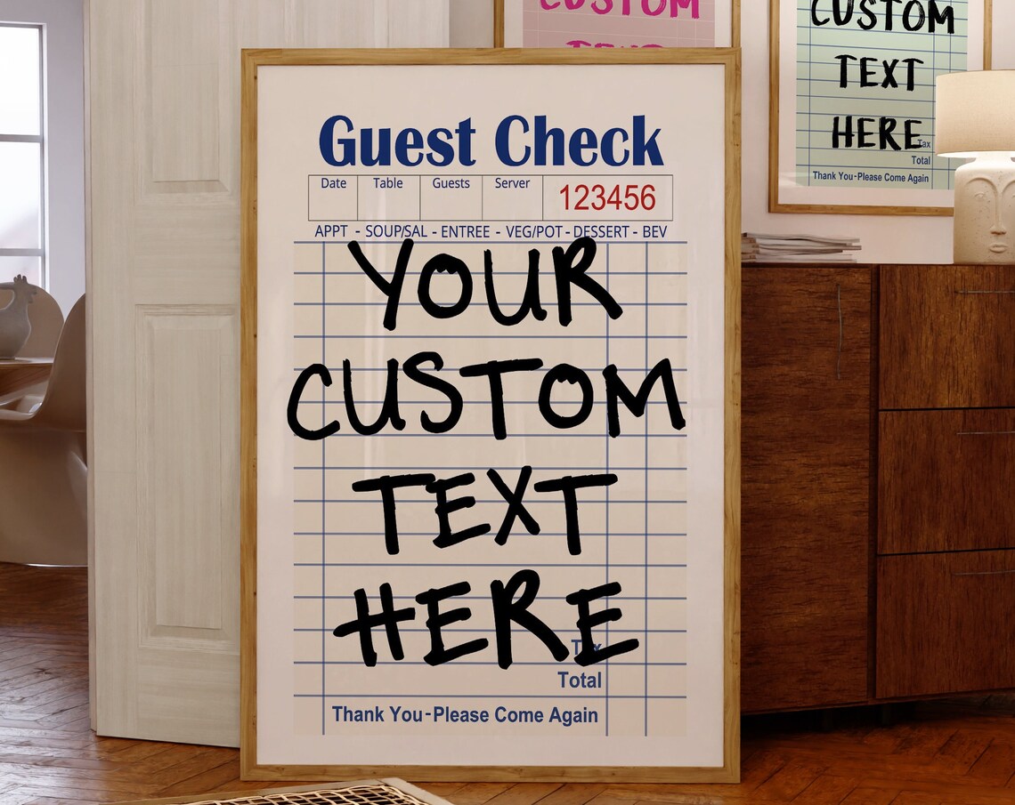 Customize Guest Check Typographic Poster Print