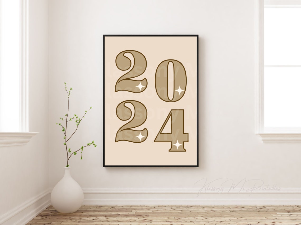 2024 Gold Sparkle Retro Number New Year Holiday Party Poster - Image 2