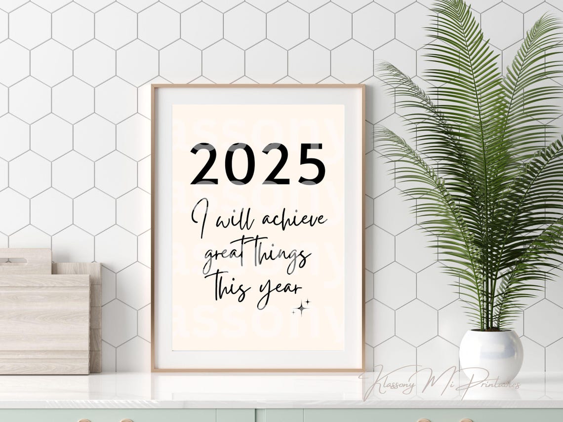 2025 I Will Achieve Great Things Bold Script Determined Goal Poster - Image 4