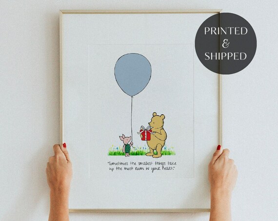 Winnie the Pooh Smallest Things Most Room in Your Heart Blue Balloon Poster