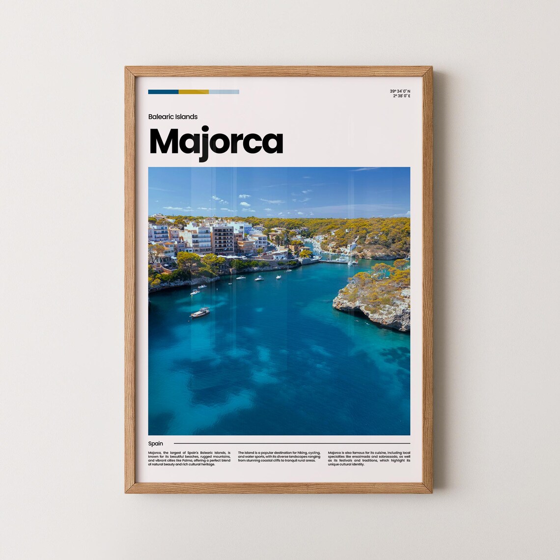 Majorca Balearic Islands Turquoise Cala Boats Photo Travel Poster