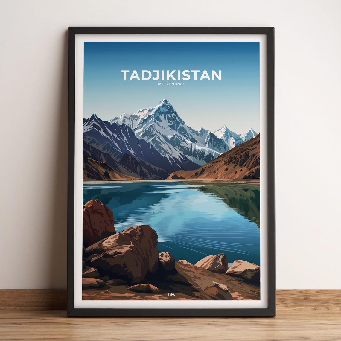 Tajikistan Pamir Mountain Range Turquoise Lake View Travel Poster