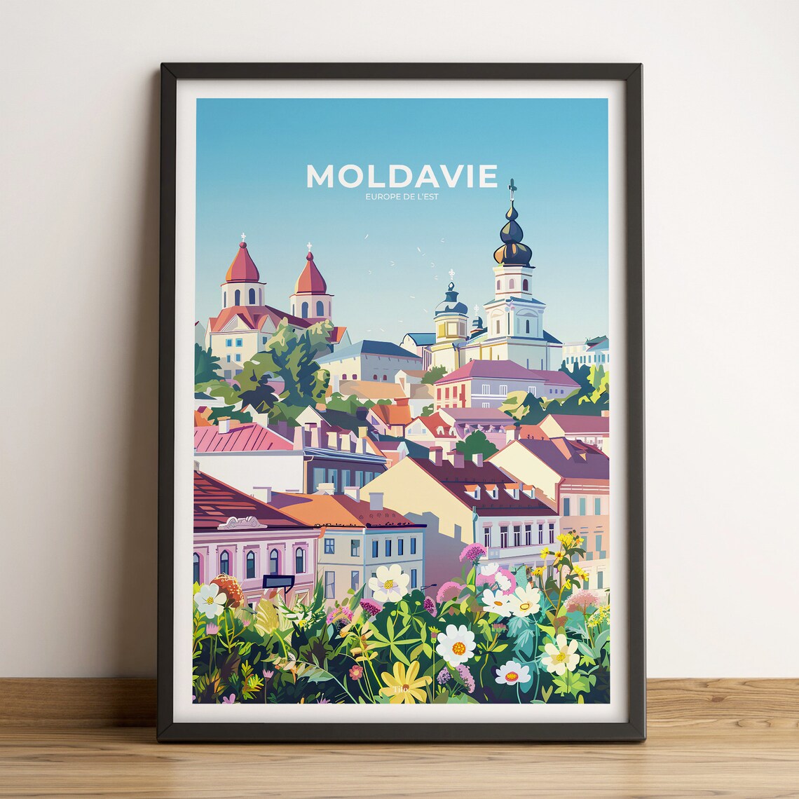Moldova Historic Church Quarter Hilltop View Vintage Travel Poster