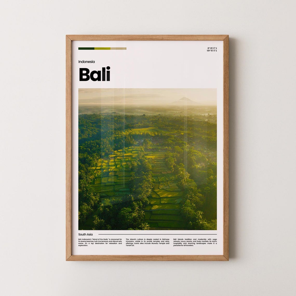 Bali Rice Terrace Aerial Golden Morning Landscape Travel Poster