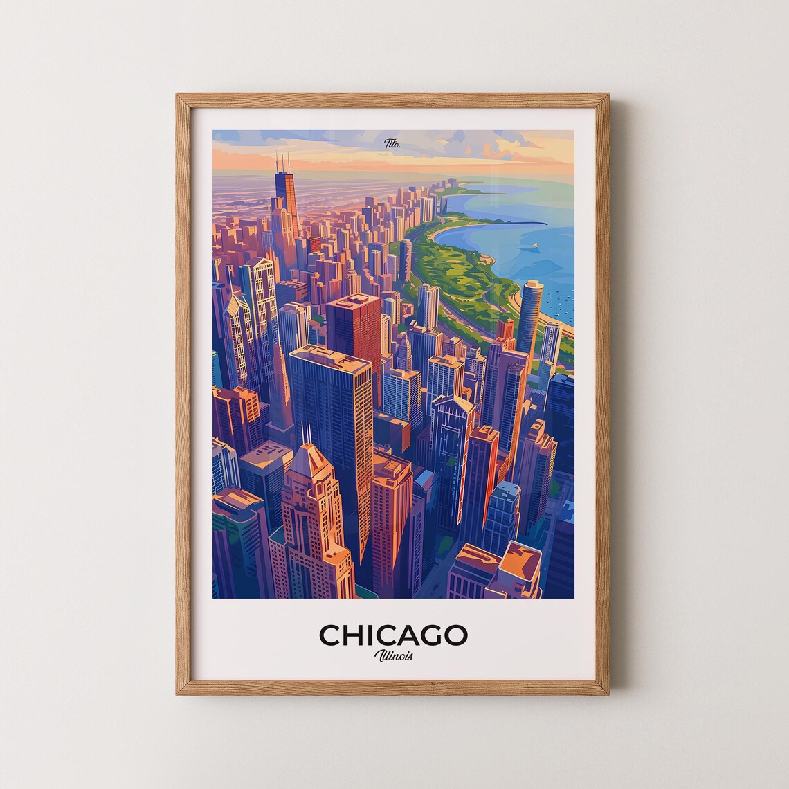Chicago Illinois Downtown Skyscrapers Aerial View City Poster