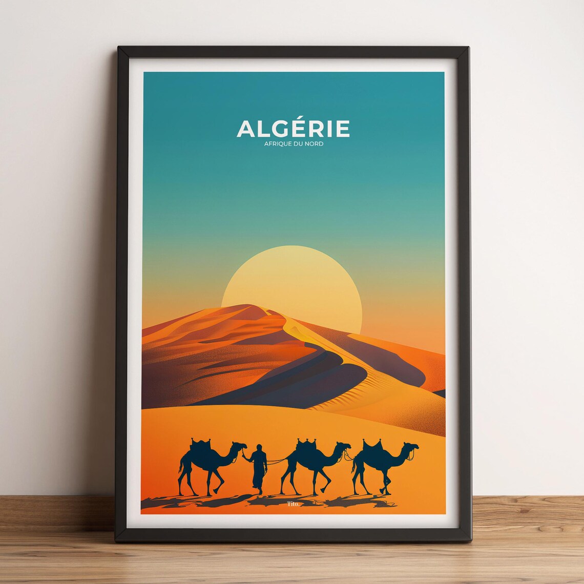 Algeria North Africa Sahara Desert Golden Sunset Travel Art Poster