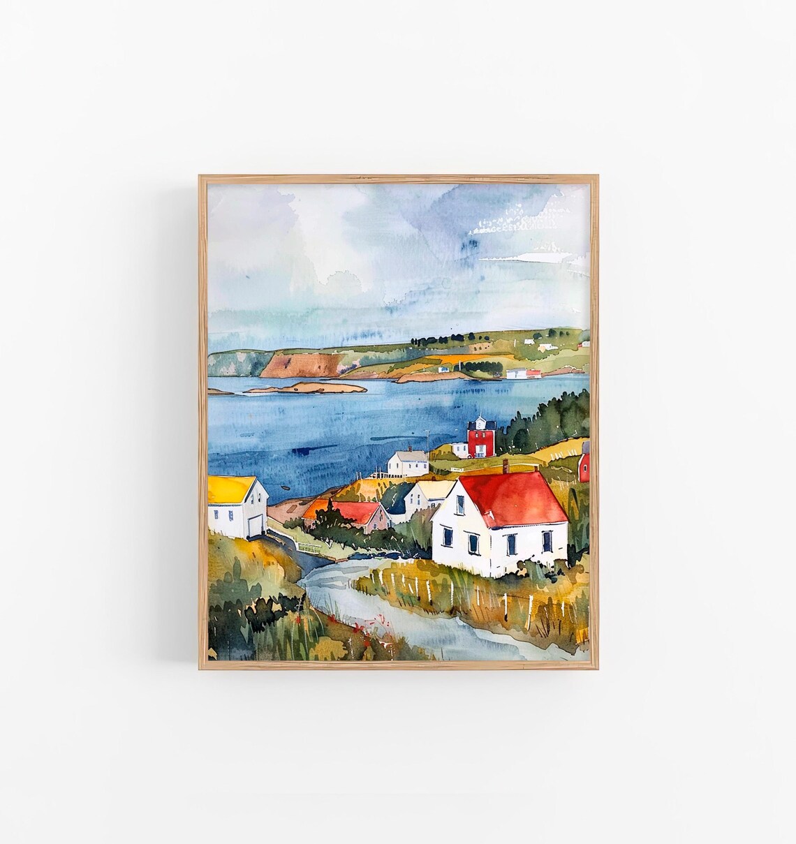 Newfoundland Watercolor Labrador Cityscape Art Print