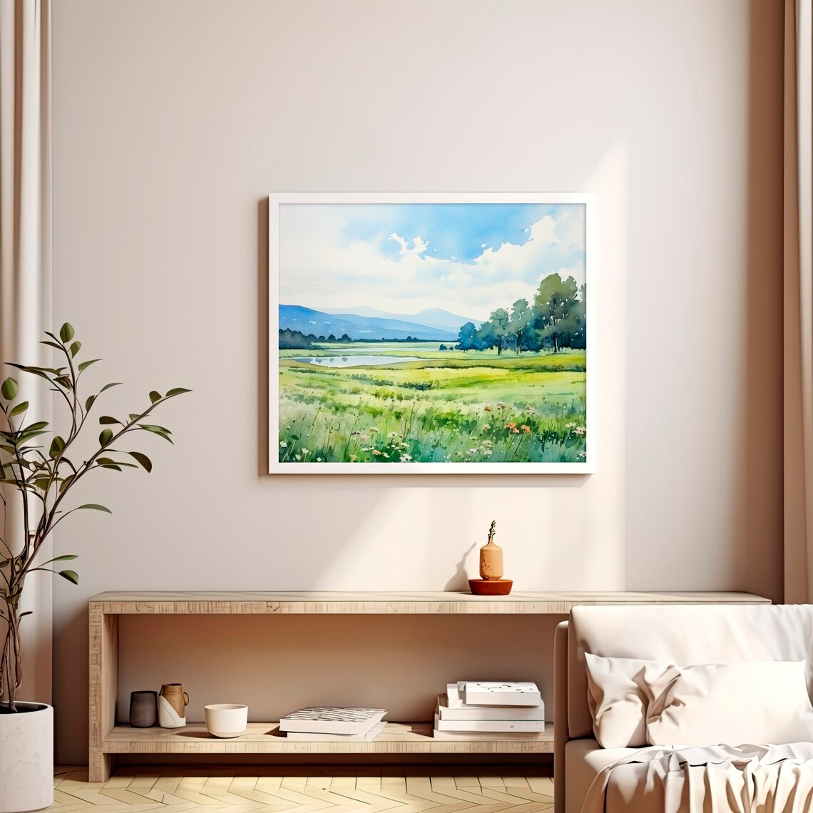 Meadow Fields, Lake District Watercolor Art Print - Image 5