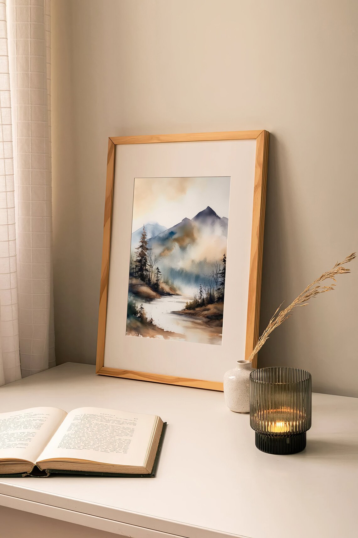 Smoky Mountains Watercolor Painting, Landscape Art Print - Image 3