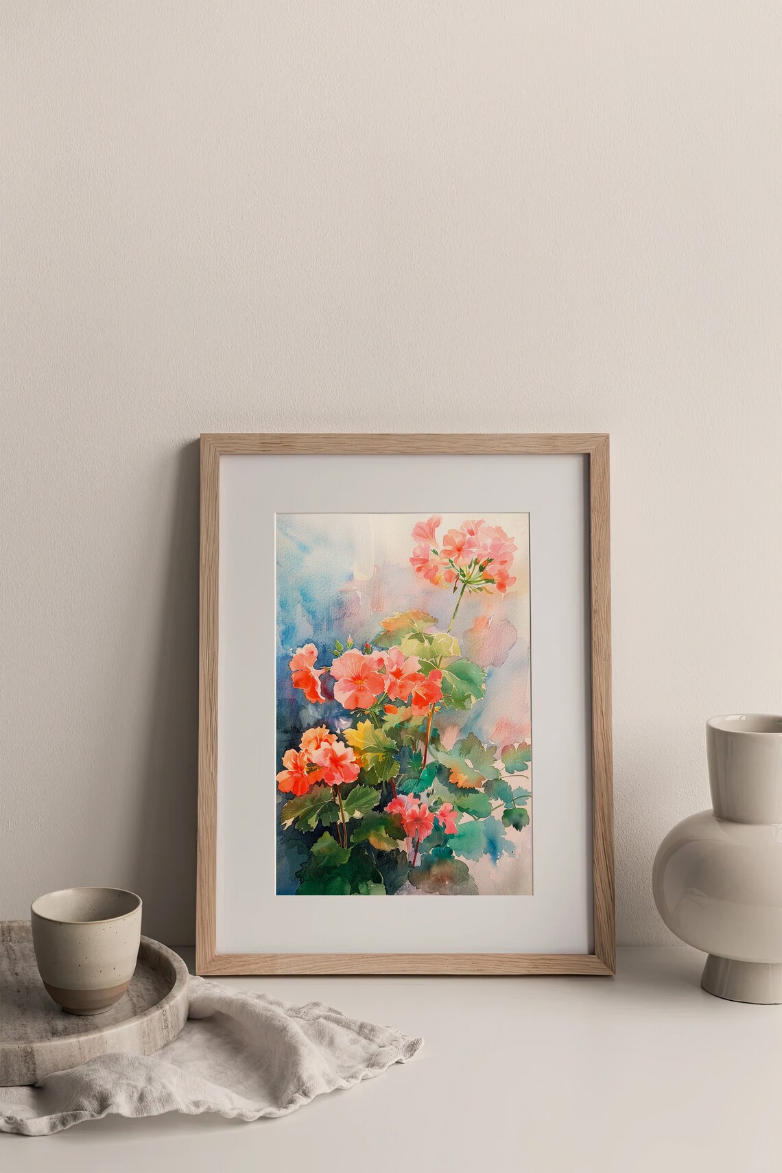 Geranium Watercolor Art Print, Spring Flowers Decor - Image 2