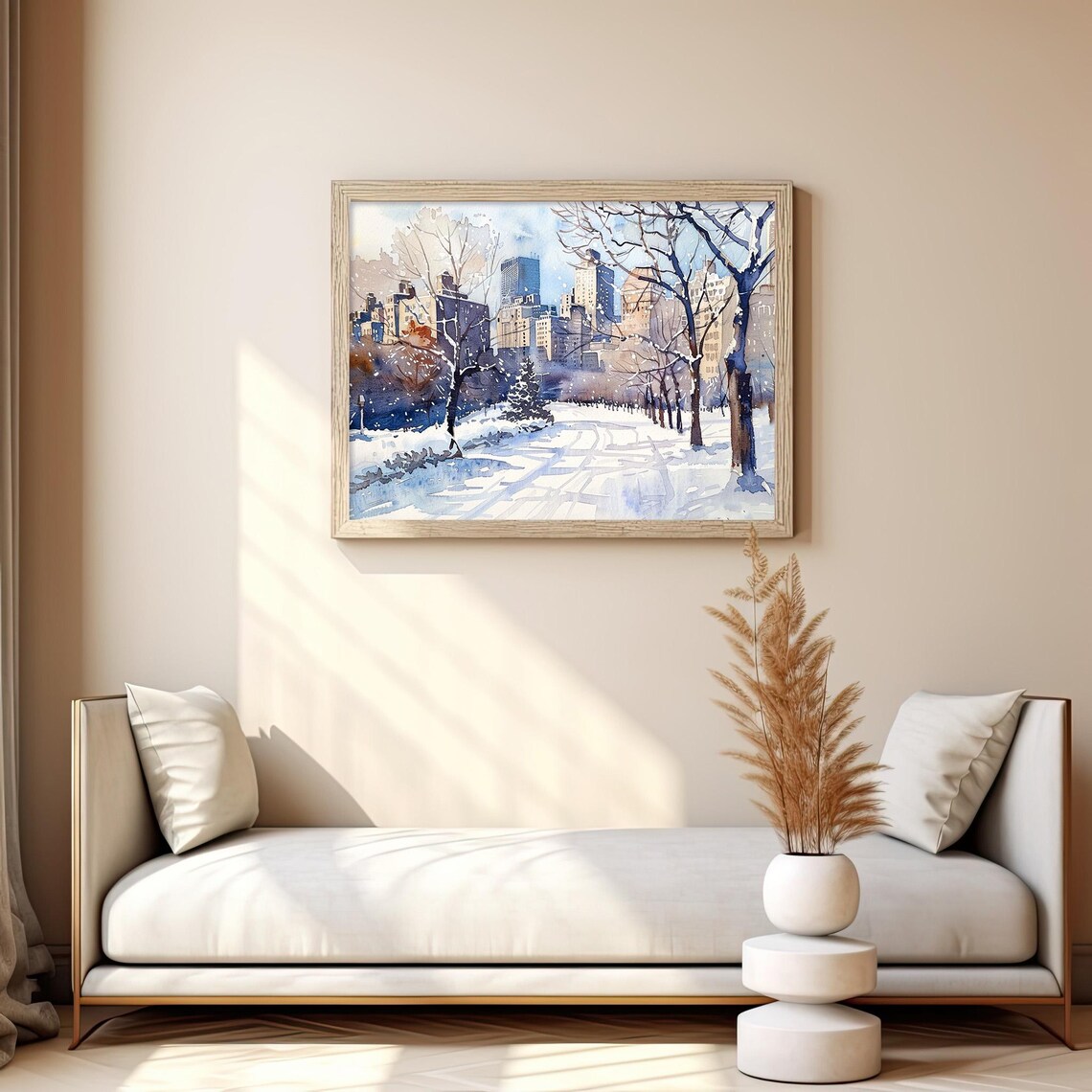 Central Park Winter Snow New York City Watercolor Snowy Art Print - Image 2