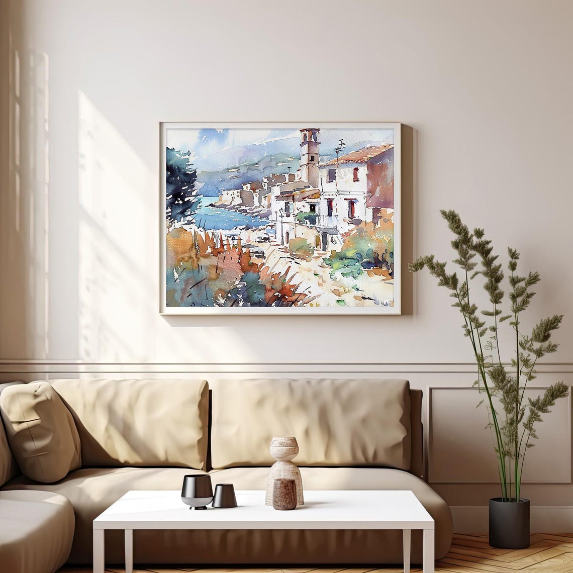 Costa Brava Spain Coastal Village Watercolor Mediterranean Poster - Image 3