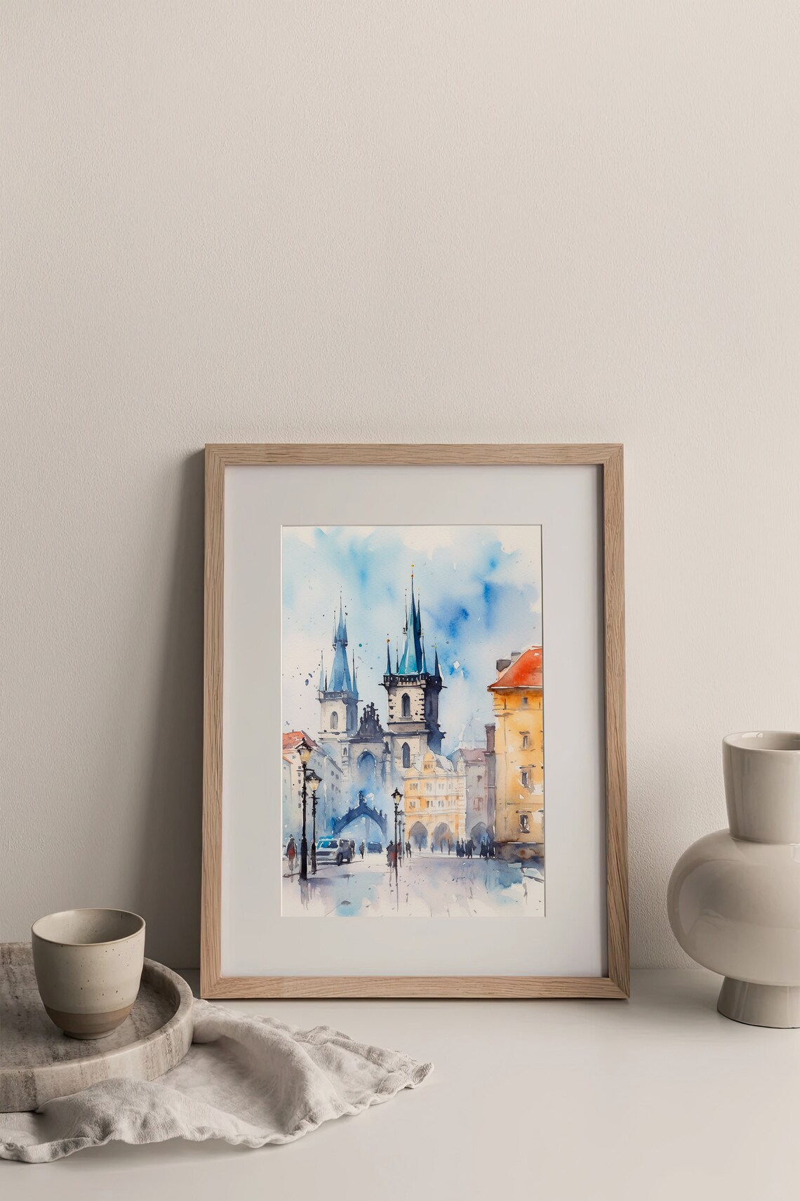 Prague Watercolor Cityscape Travel Poster - Image 3
