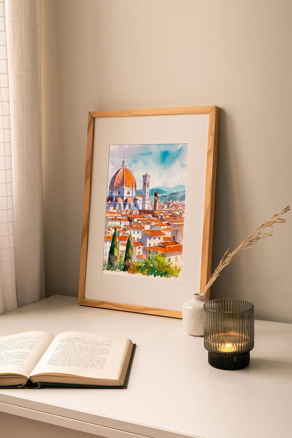 Florence Cityscape Watercolor Art Print, Travel Poster - Image 2