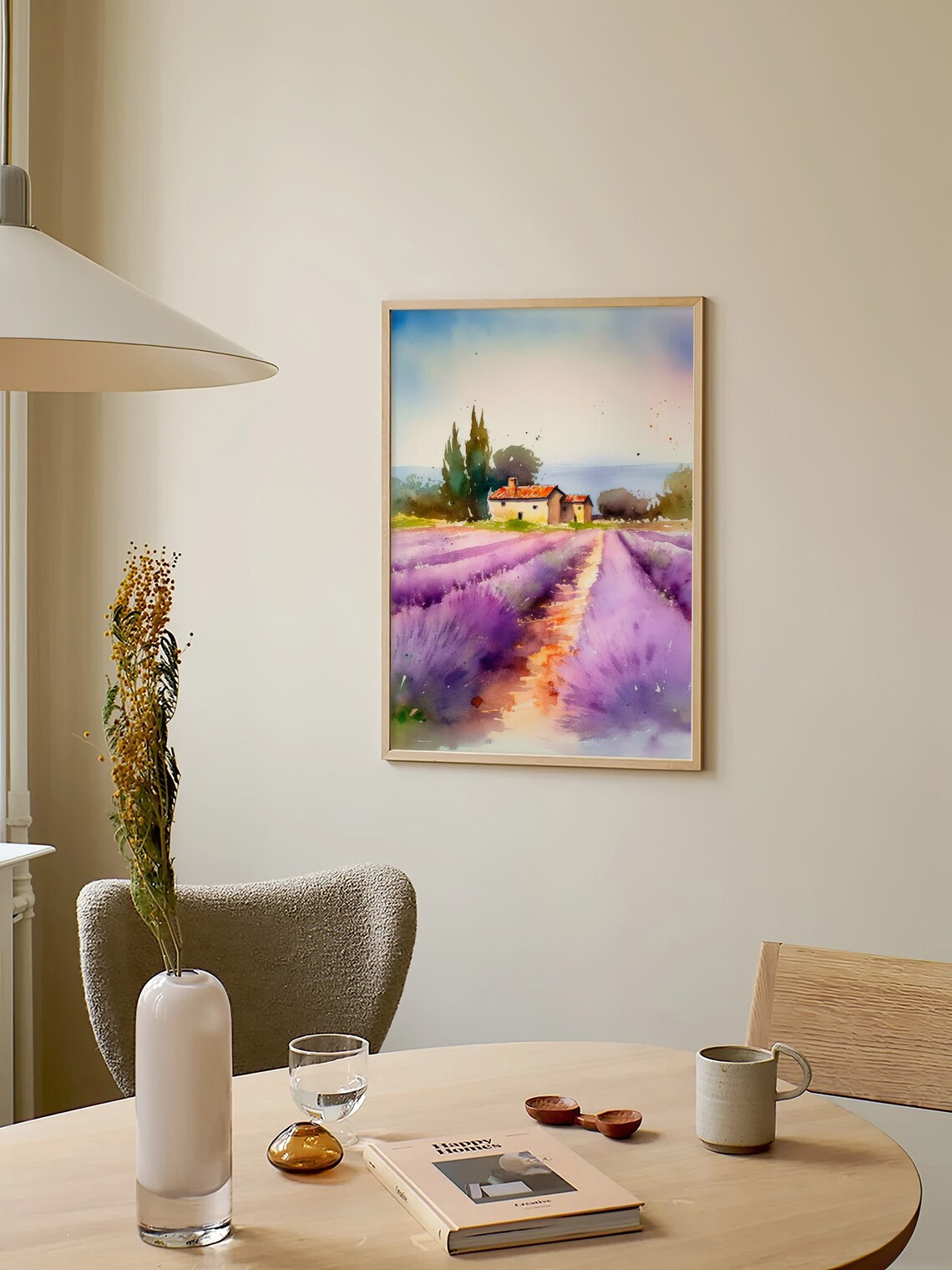 Provence Lavender Field Stone Farmhouse Watercolor France Poster - Image 2