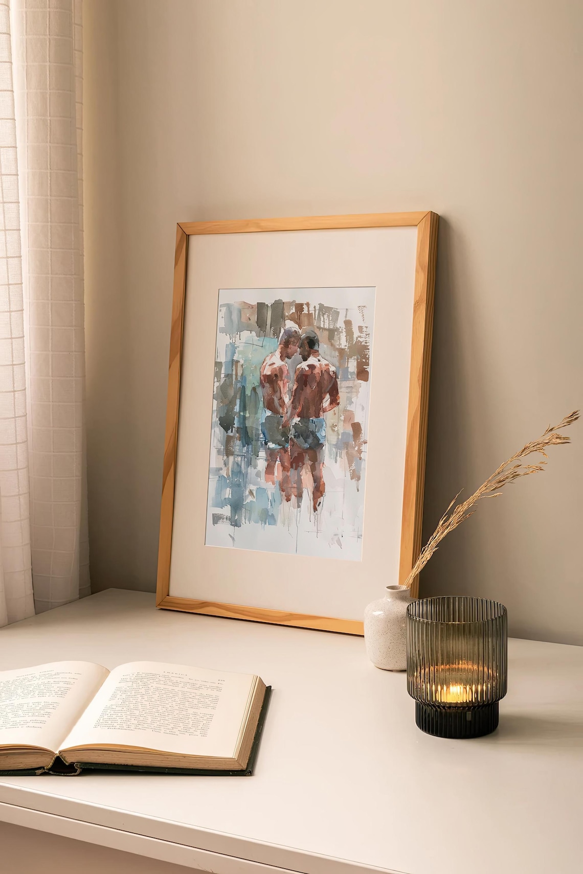 Male Bodies Watercolor Painting Gay Friendship Art Print - Image 2