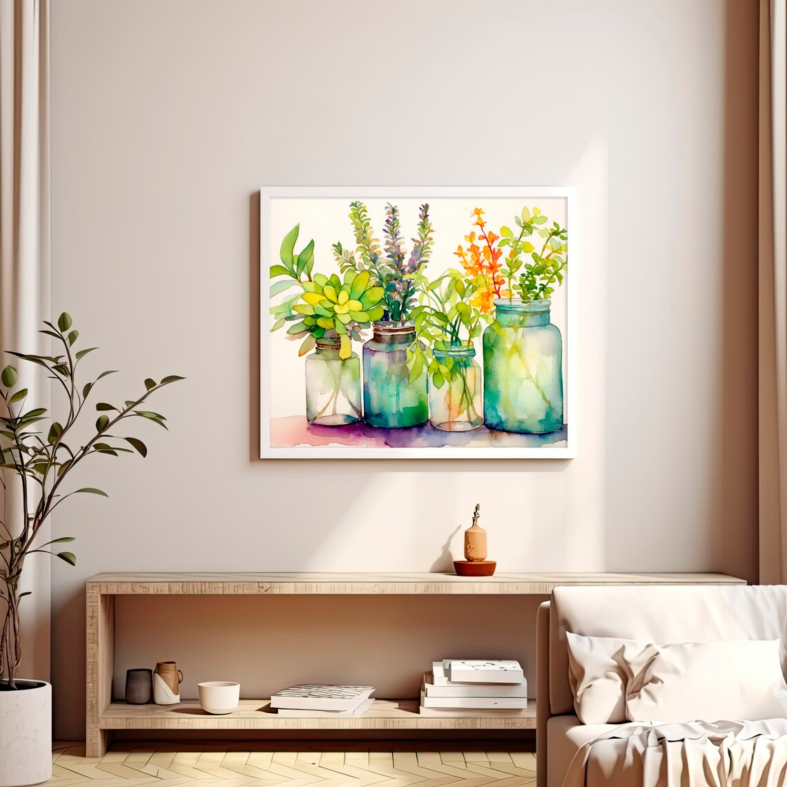 Jarred Plants Botanical Watercolor Art Print - Image 3