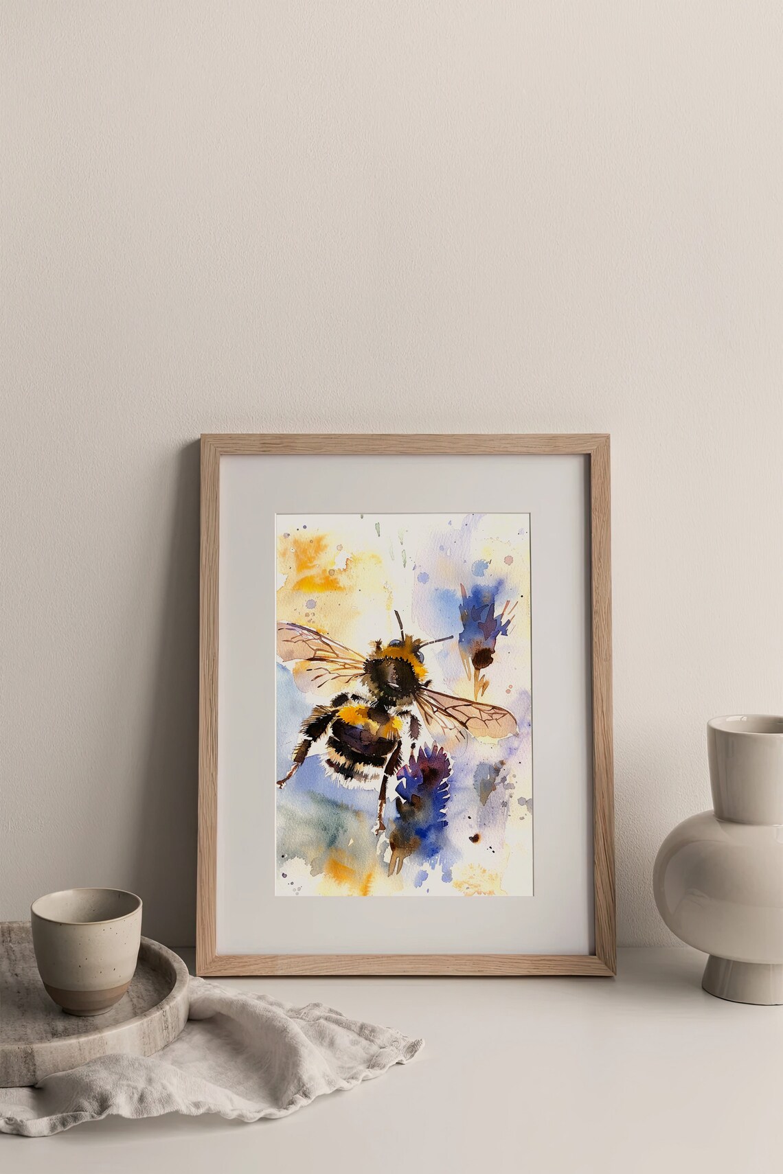 Bumblebee Watercolor Macro Bee Flower Garden Insect Art Poster - Image 4