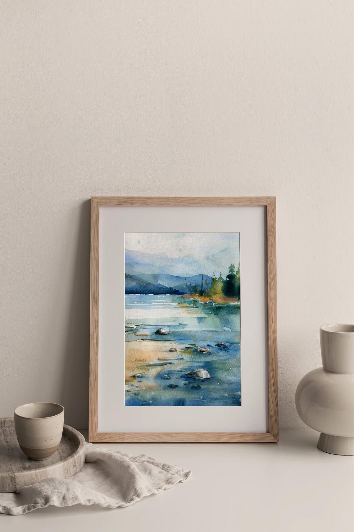 Lake Tahoe Pine Trees Mountain Lake Landscape Watercolor Poster - Image 3
