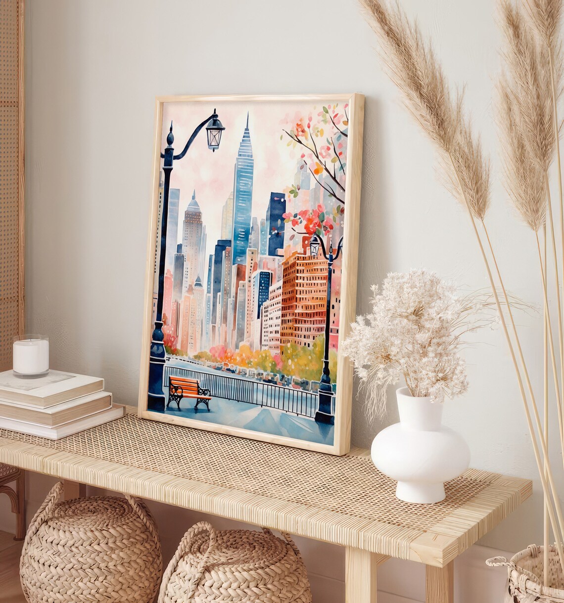 New York City Watercolor Travel Poster, Cityscape - Image 5