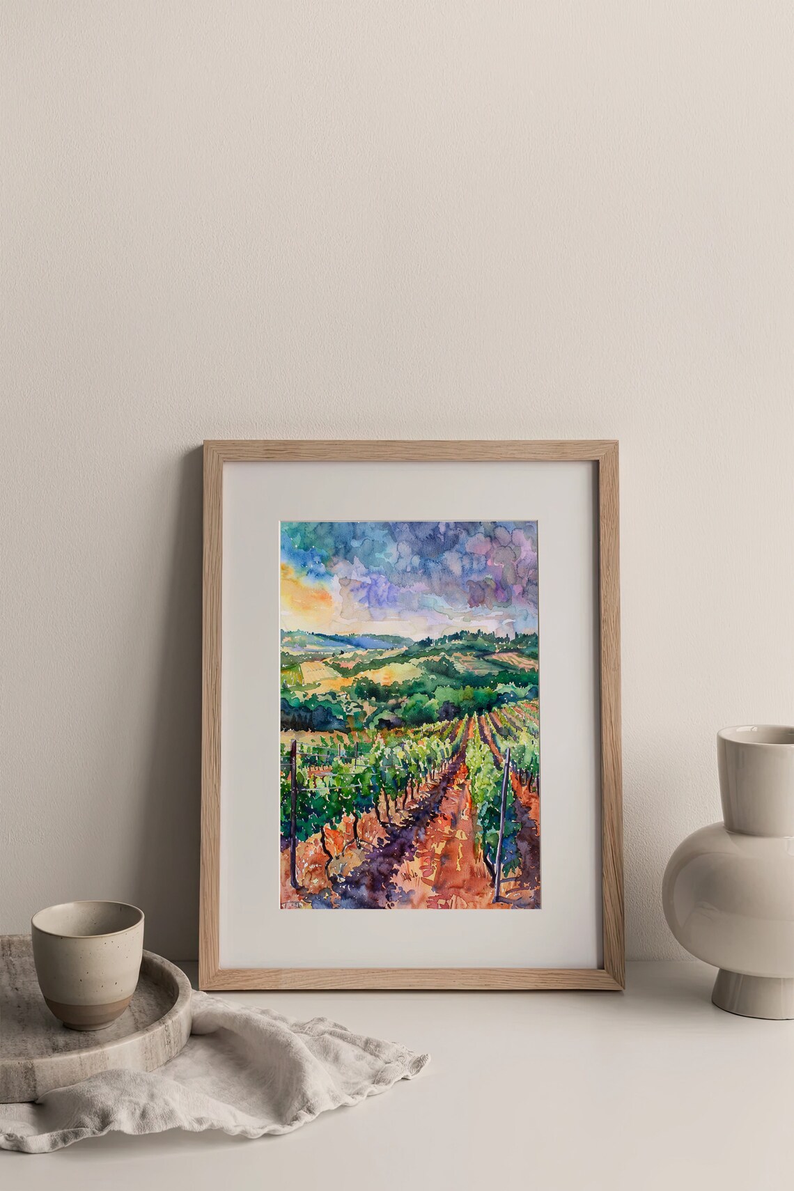 Napa Valley Watercolor Art Print, California Landscape - Image 3