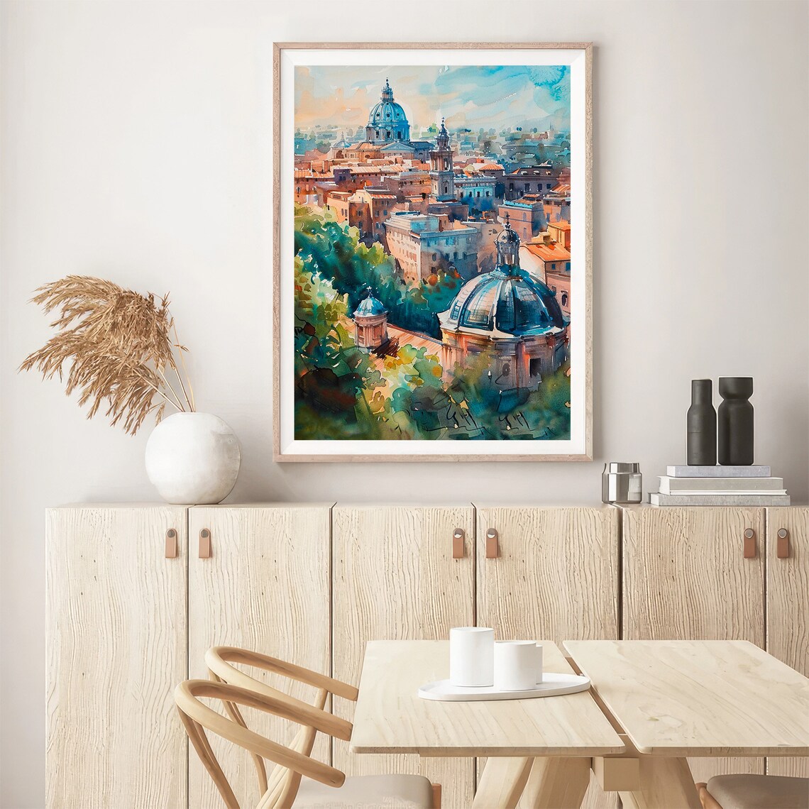 Rome Cityscape Watercolor Art Print, Italy Travel Poster - Image 5