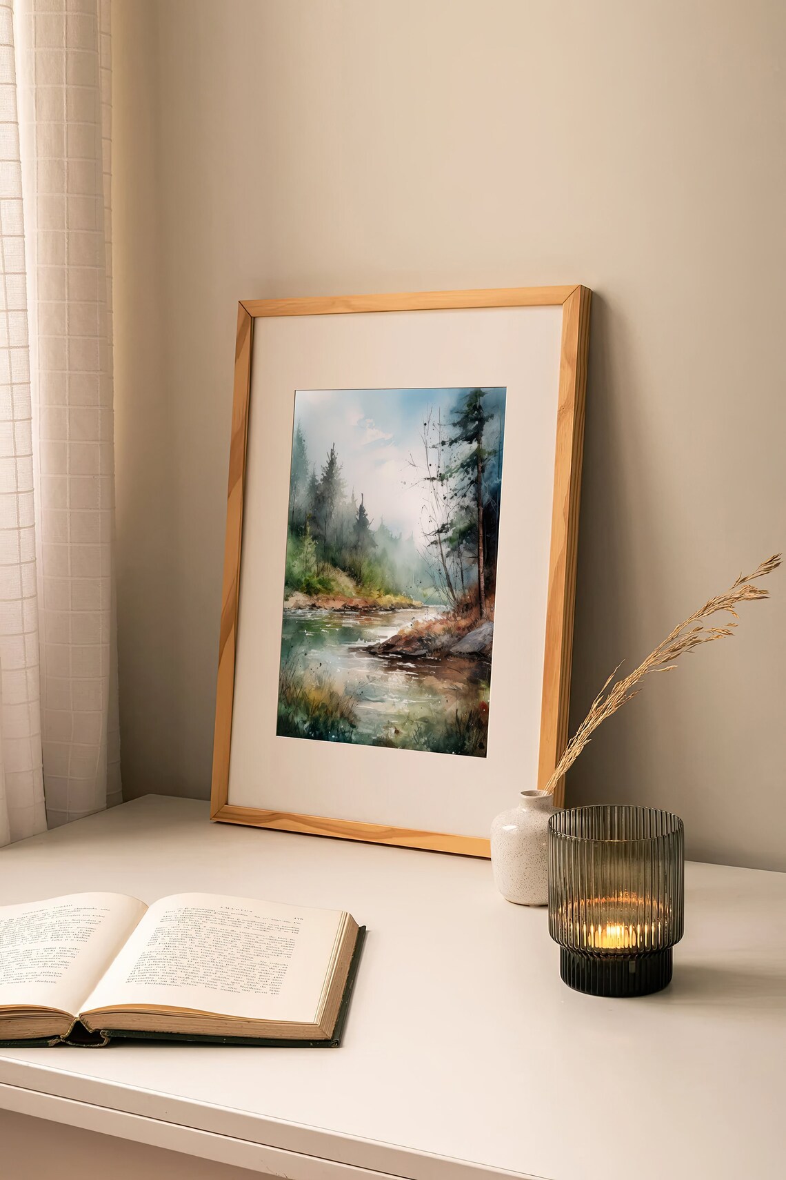Scotland Landscape Art Print, Pine Trees Watercolor - Image 4