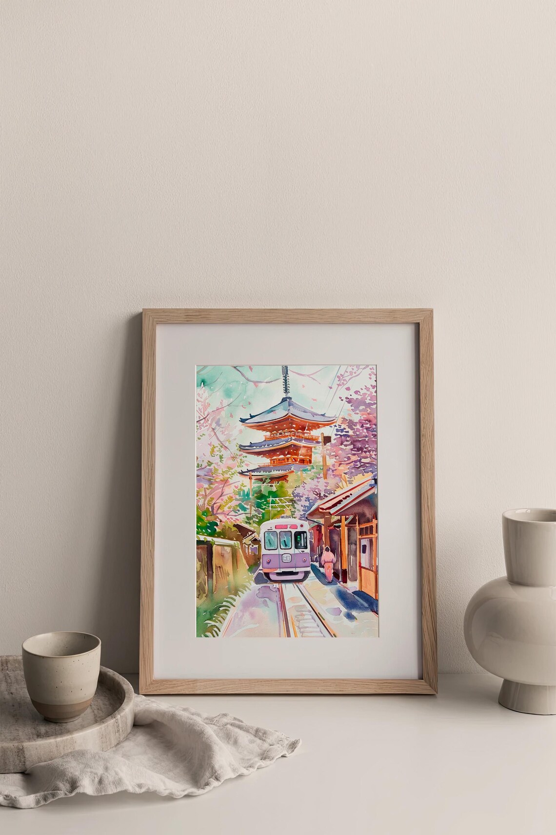 Kyoto Watercolor Travel Poster, Japan Cityscape - Image 3