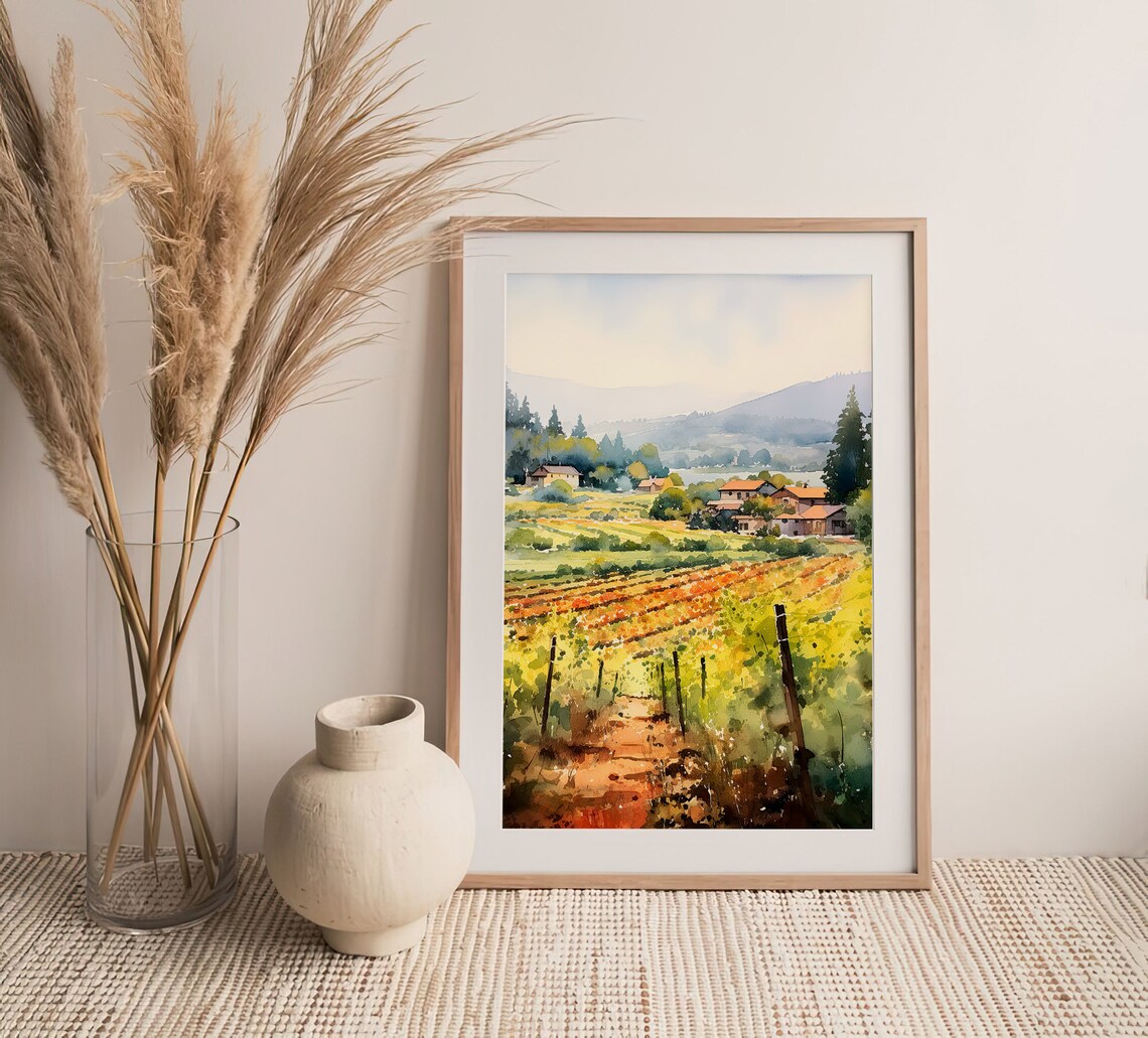 Napa Valley Vineyard Watercolor Art Print - Image 4