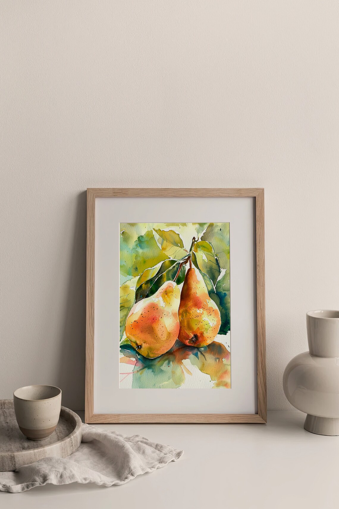 Pears Watercolor Art Print, Rustic Fruit Decor - Image 3