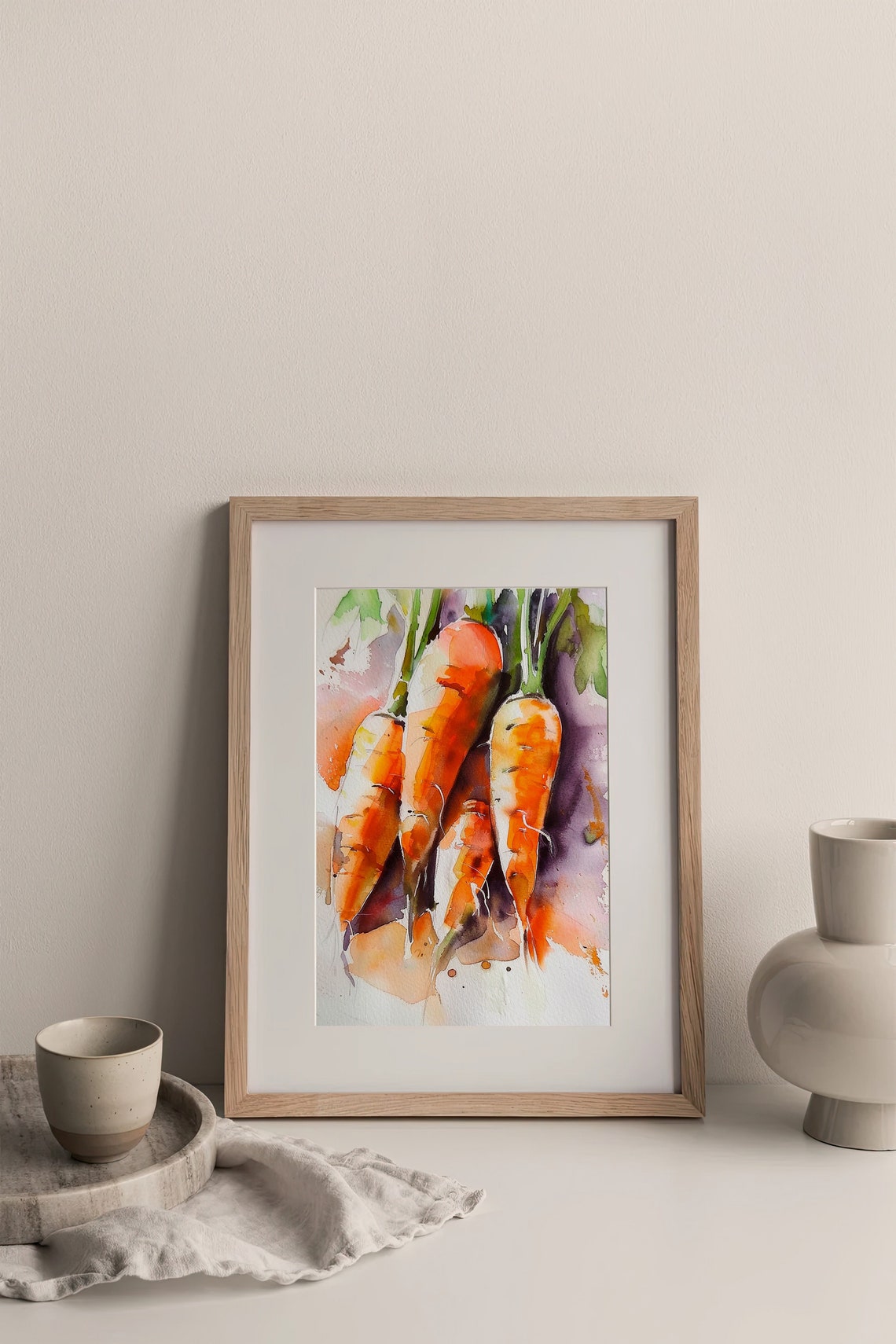 Fresh Carrots Watercolor Rustic Vegetable Garden Kitchen Art Print - Image 4