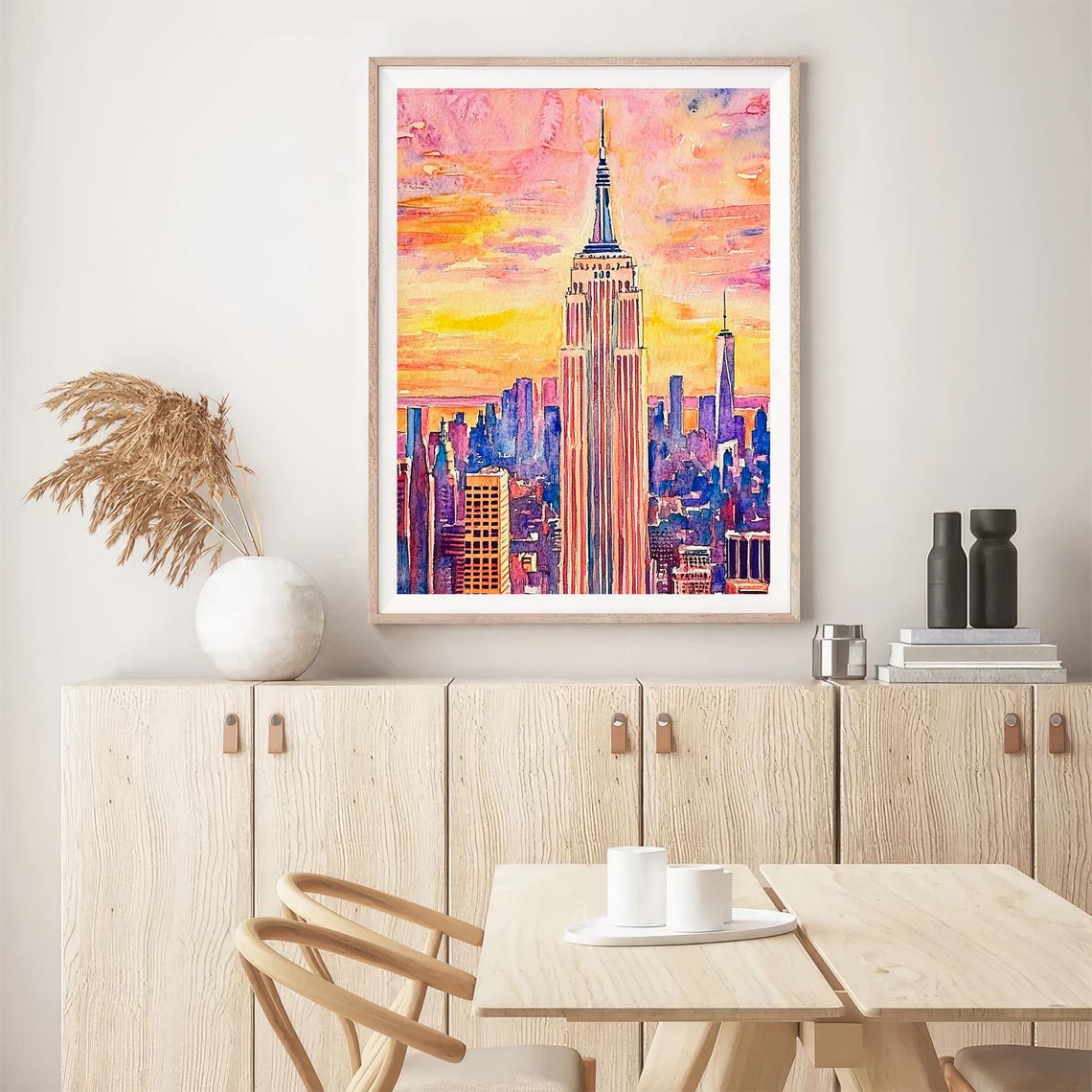 Empire State Building Sunset New York Skyline Watercolor Poster - Image 5